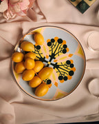 Couped Blue Deco Fine Bone Dessert Plate (Design 01)