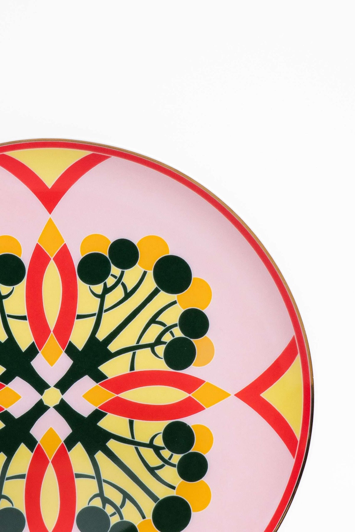 Couped Pink Deco Fine Bone Dessert Plate