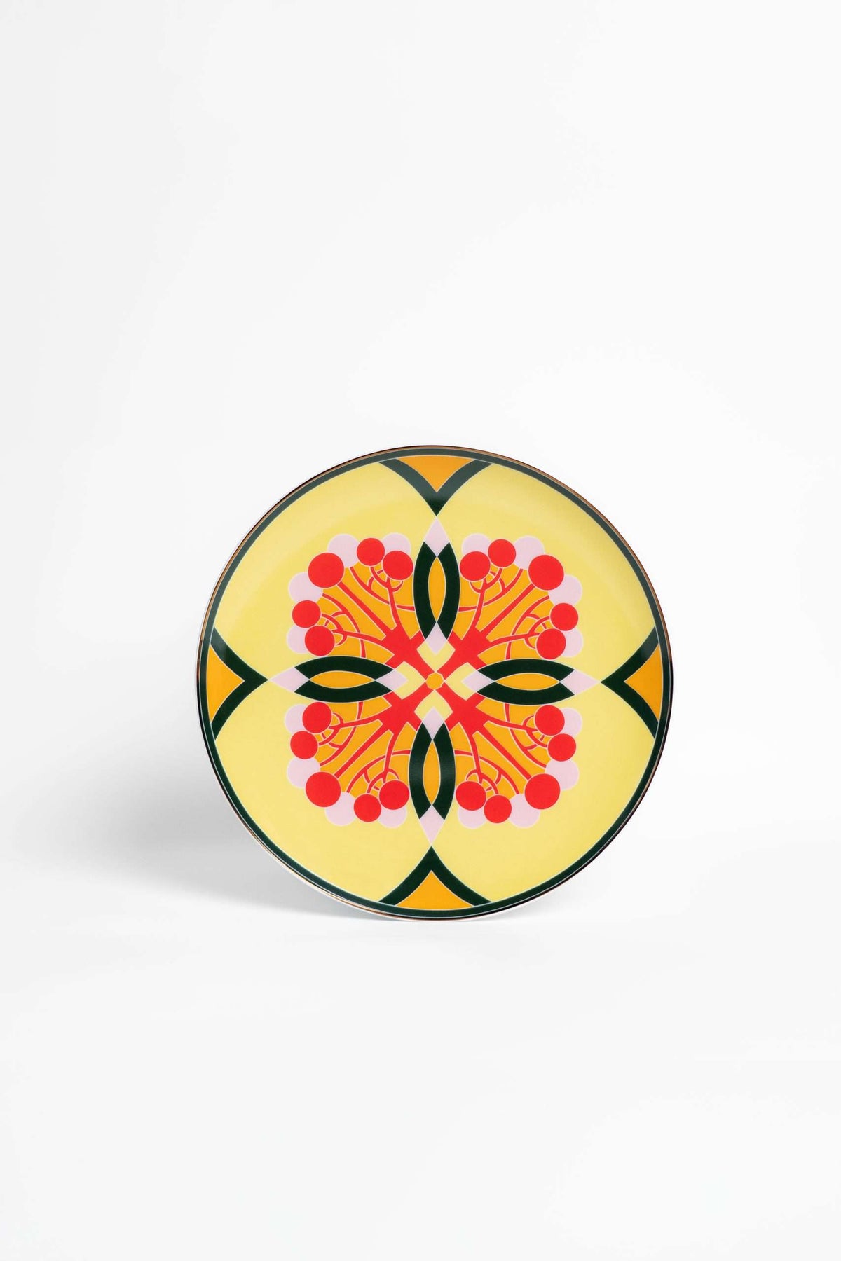 Couped Green Deco Fine Bone Dessert Plate