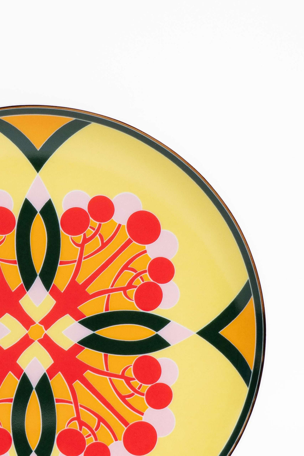 Couped Green Deco Fine Bone Dessert Plate