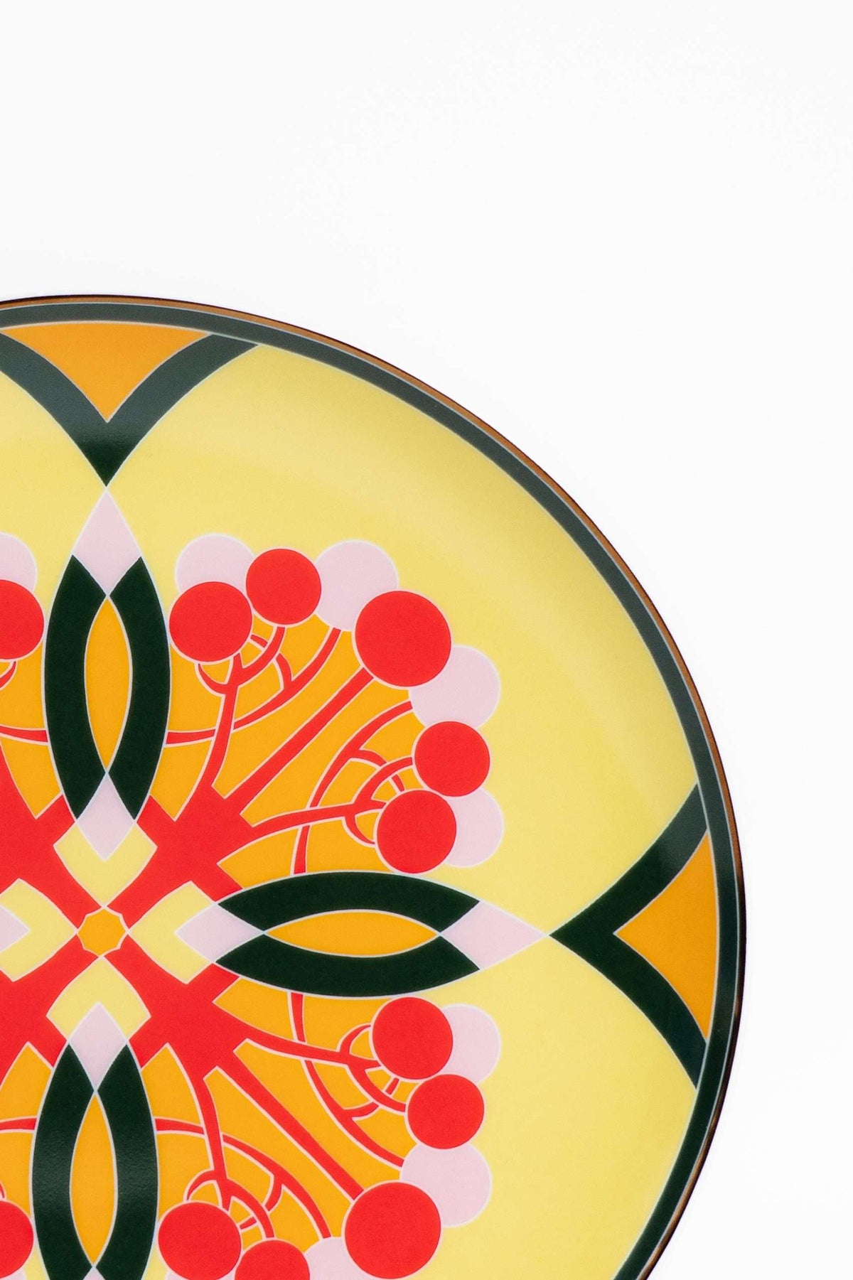 Set of 2: Couped Pink & Green Deco Fine Bone Dessert Plate