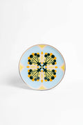 Couped Blue Deco Fine Bone Dessert Plate (Design 01)