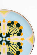 Couped Blue Deco Fine Bone Dessert Plate (Design 01)