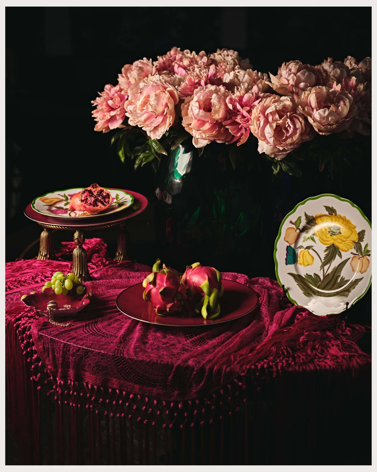 Hand-painted Yellow Peony Botanica Dinner Plate