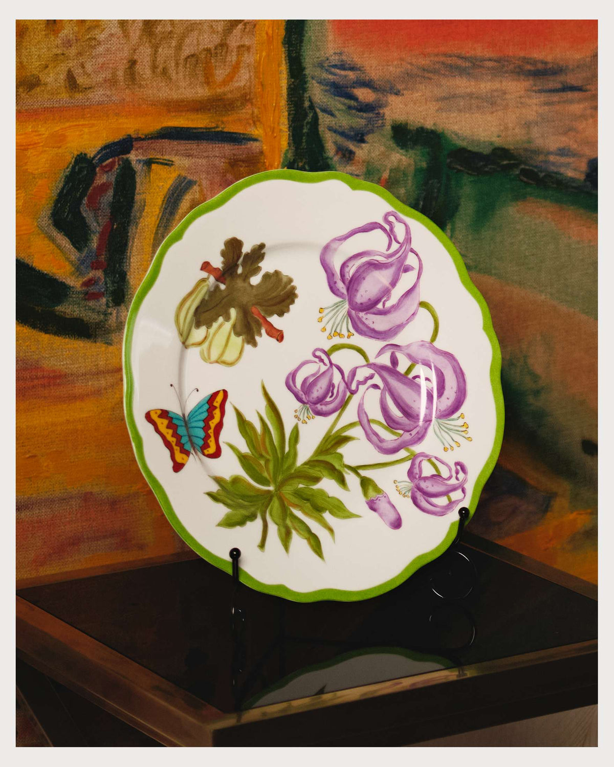 Hand-painted Lavender Lily Botanica Dinner Plate