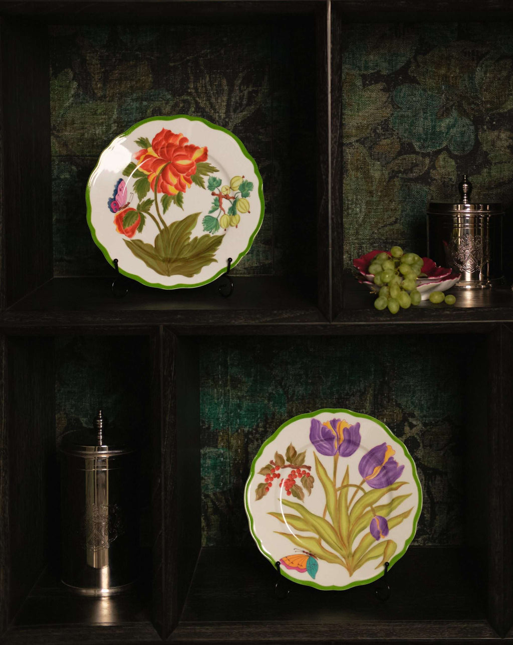 Hand-painted Orange Peony Botanica Dinner Plate