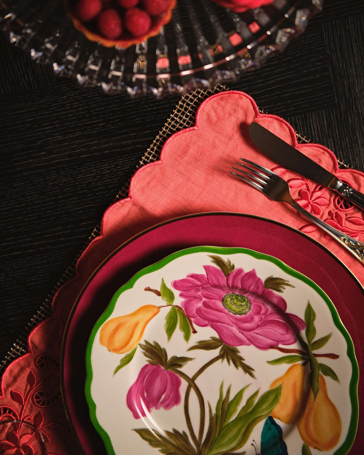 Hand-painted Pink Peony Botanica Dinner Plate