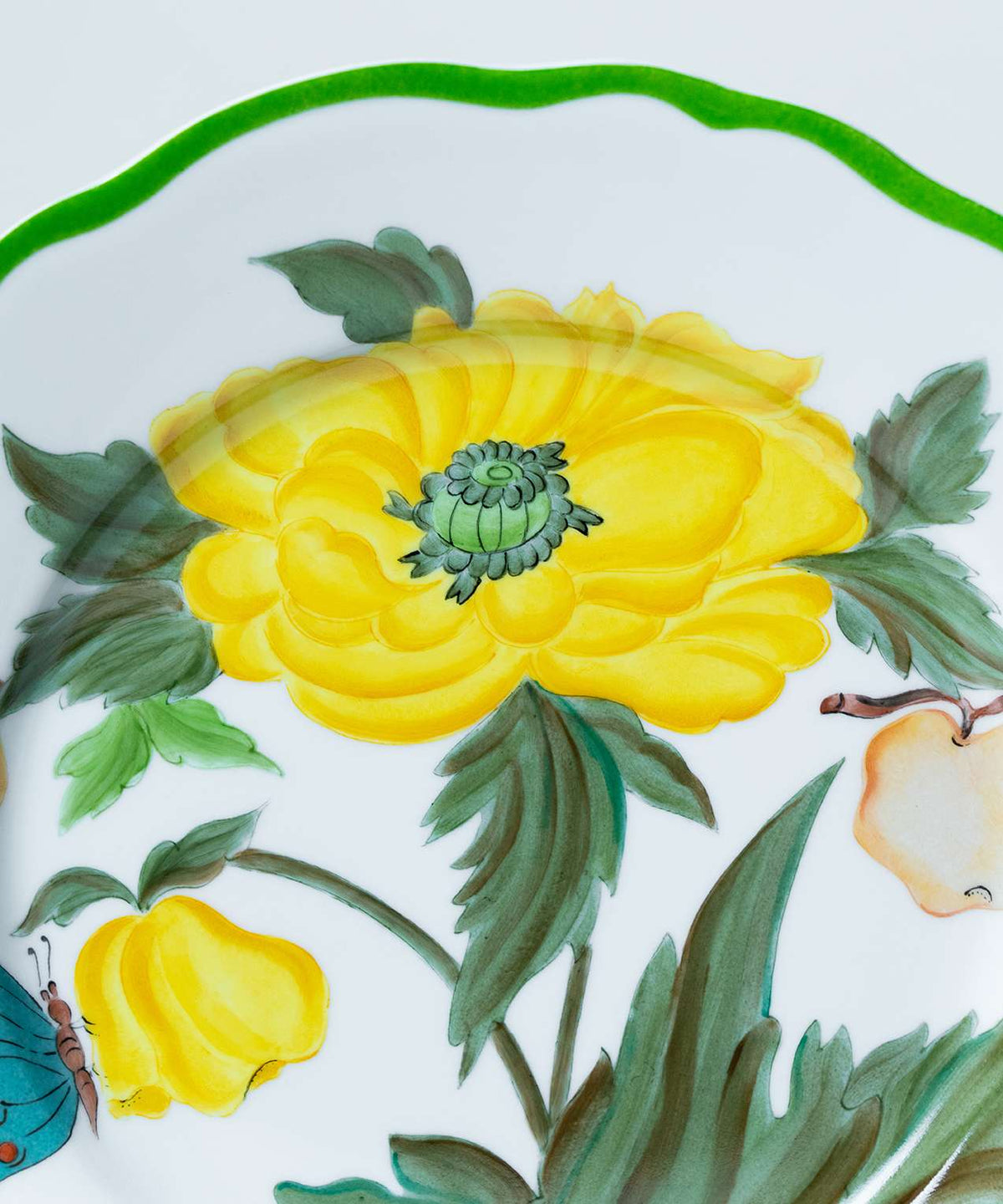 Hand-painted Yellow Peony Botanica Dinner Plate