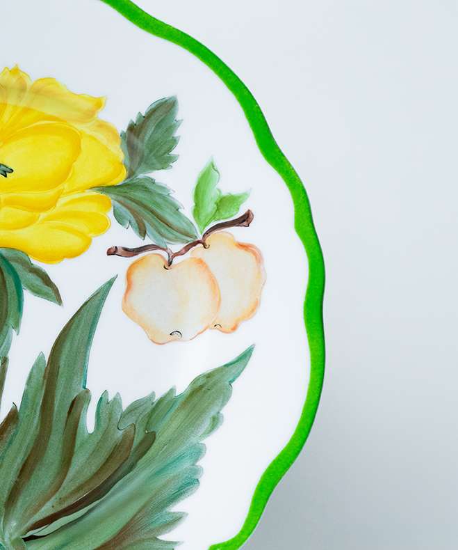 Hand-painted Yellow Peony Botanica Dinner Plate
