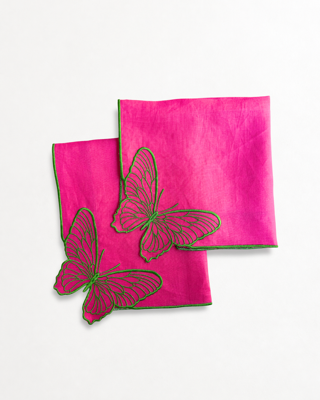 Butterfly embroidered linen napkin: Set of 2