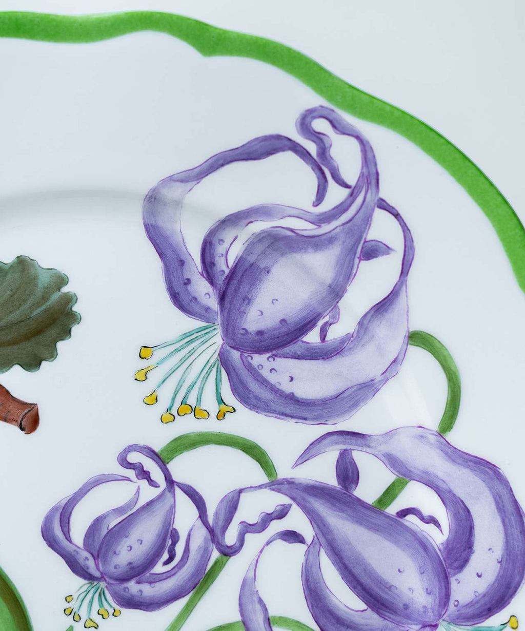 Hand-painted Lavender Lily Botanica Dinner Plate