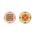 Set of 2: Couped Pink & Green Deco Fine Bone Dessert Plate