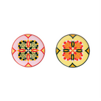 Set of 2: Couped Pink & Green Deco Fine Bone Dessert Plate