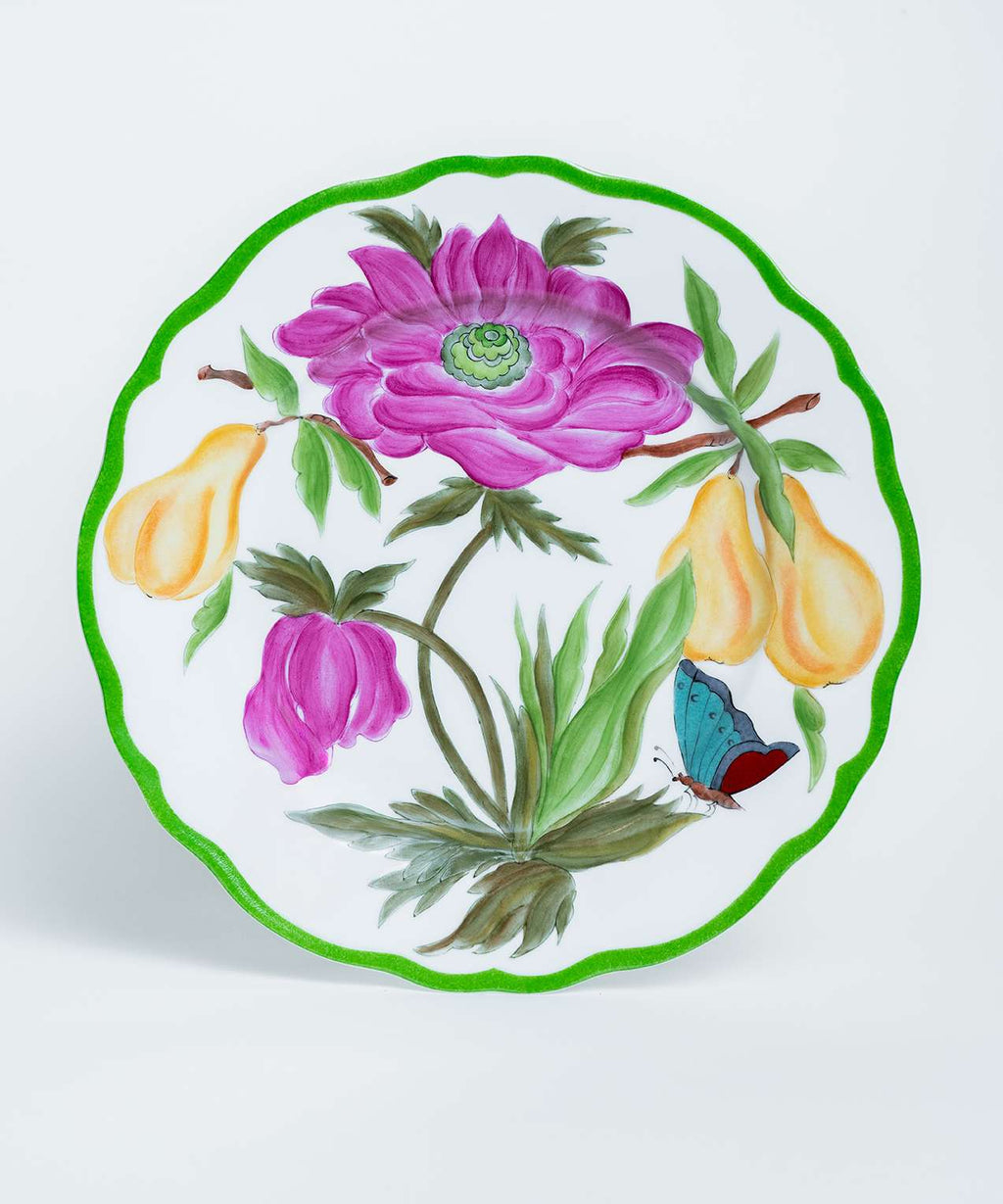 Hand-painted Pink Peony Botanica Dinner Plate