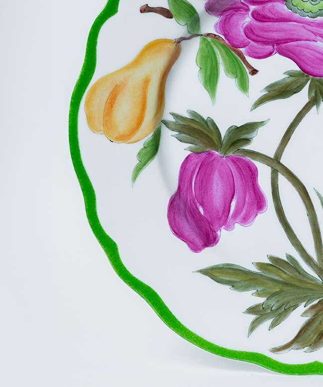 Hand-painted Pink Peony Botanica Dinner Plate