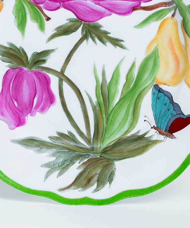 Hand-painted Pink Peony Botanica Dinner Plate