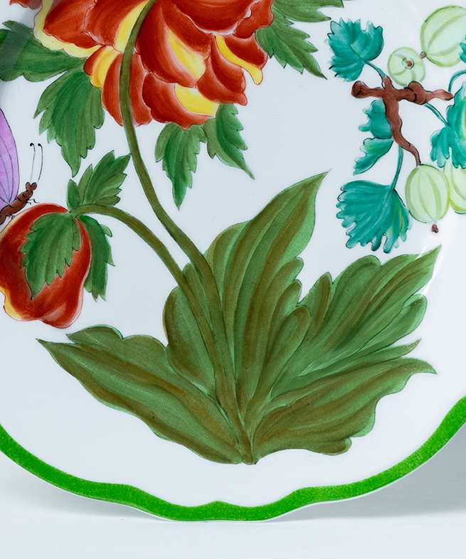 Hand-painted Orange Peony Botanica Dinner Plate