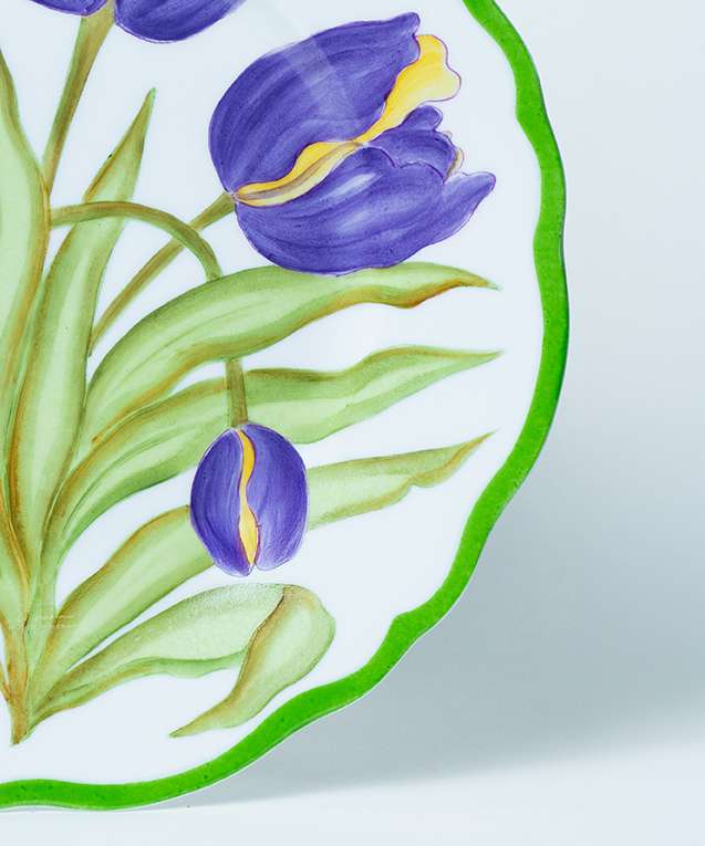 Hand-painted Purple Tulip Botanica Dinner Plate